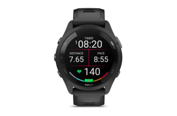 Image of Garmin Forerunner 265 Watch, Black Bezel and Case w/ Black/Powder Gray Silicone Band, 010-02810-00