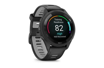 Image of Garmin Forerunner 265 Watch, Black Bezel and Case w/ Black/Powder Gray Silicone Band, 010-02810-00