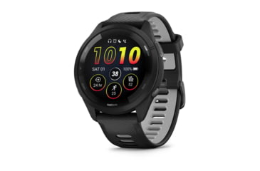 Image of Garmin Forerunner 265 Watch, Black Bezel and Case w/ Black/Powder Gray Silicone Band, 010-02810-00