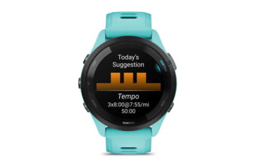 Image of Garmin Forerunner 265 Watch, Black Bezel w/ Aqua Case and Aqua/Black Silicone Band, 010-02810-02