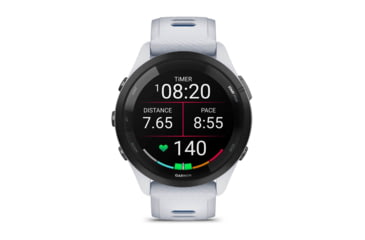 Image of Garmin Forerunner 265 Watch, Black Bezel w/ Whitestone Case and Whitestone/Tidal Blue Silicone Band, 010-02810-01