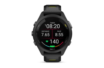 Image of Garmin Forerunner 265S Watch, Black Bezel and Case w/ Black/Amp Yellow Silicone Band, 010-02810-03