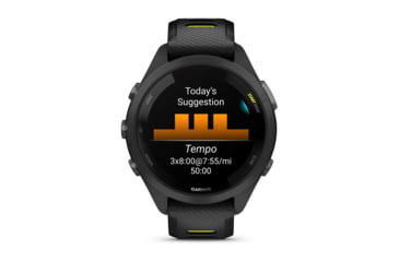 Image of Garmin Forerunner 265S Watch, Black Bezel and Case w/ Black/Amp Yellow Silicone Band, 010-02810-03