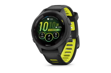 Image of Garmin Forerunner 265S Watch, Black Bezel and Case w/ Black/Amp Yellow Silicone Band, 010-02810-03