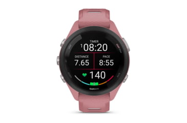 Image of Garmin Forerunner 265S Watch, Black Bezel w/ Light Pink Case and Light Pink/Powder Gray Silicone Band, 010-02810-05