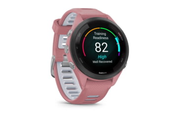 Image of Garmin Forerunner 265S Watch, Black Bezel w/ Light Pink Case and Light Pink/Powder Gray Silicone Band, 010-02810-05
