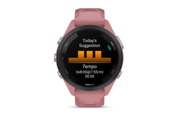 Image of Garmin Forerunner 265S Watch, Black Bezel w/ Light Pink Case and Light Pink/Powder Gray Silicone Band, 010-02810-05