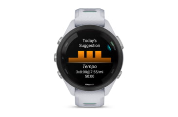 Image of Garmin Forerunner 265S Watch, Black Bezel w/ Whitestone Case and Whitestone/Neo Tropic Silicone Band, 010-02810-04