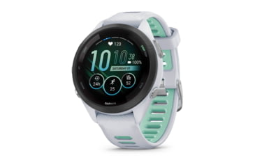 Image of Garmin Forerunner 265S Watch, Black Bezel w/ Whitestone Case and Whitestone/Neo Tropic Silicone Band, 010-02810-04