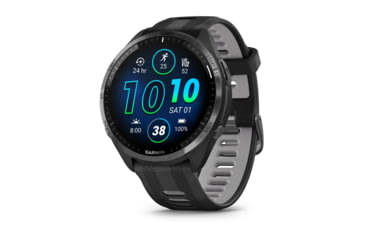 Image of Garmin Forerunner 965 Watch, Carbon Gray DLC Titanium Bezel w/ Black Case and Black/Powder Gray Silicone Band, 010-02809-00