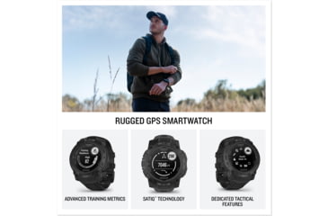 Image of Garmin Instinct 3 Solar Tactical Watch, Black, 45mm, Polymer/Aluminum, Black, Silicone, 010-02934-50