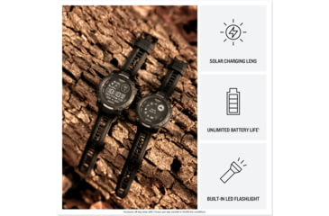 Image of Garmin Instinct 3 Solar Tactical Watch, Black, 45mm, Polymer/Aluminum, Black, Silicone, 010-02934-50