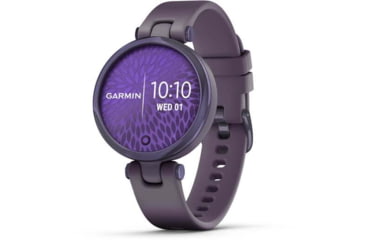 Image of Garmin Lily Smartwatch - Womens, Black Currant / Deep Orchid Silicone, 010-02384-02