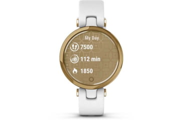 Image of Garmin Lily Smartwatch - Womens, Light Gold / White Leather, 010-02384-A3