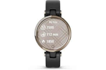Image of Garmin Lily Smartwatch - Womens, Metal Hazel / Black Leather, 010-02384-A1