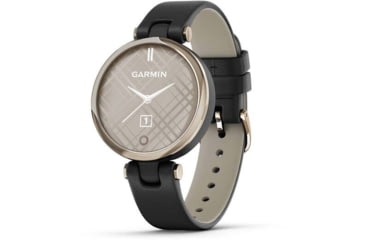 Image of Garmin Lily Smartwatch - Womens, Metal Hazel / Black Leather, 010-02384-A1