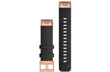 Image of Garmin Quick Fit 20 Watch Band, Heathered Black Nylon w/ Rose Gold, 20 mm, 010-12874-00