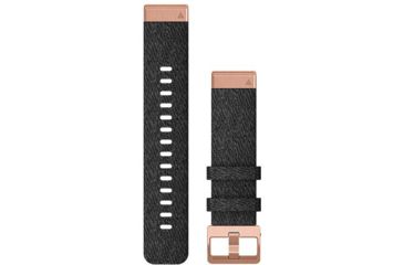 Image of Garmin Quick Fit 20 Watch Band, Heathered Black Nylon w/ Rose Gold, 20 mm, 010-12874-00
