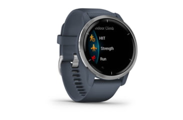 Image of Garmin Venu 2 Watch, Silver Stainless Steel Bezel with Granite Blue Case and Silicone Band, Silver/Blue Granite, 010-02430-00
