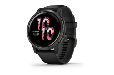Image of Garmin Venu 2 Watch, Slate Stainless Steel Bezel with Black Case and Silicone Band, Slate/Black, 010-02430-01