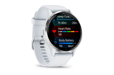 Image of Garmin Venu 3 Watch, Silver Stainless Steel Bezel w/ Whitestone Case and Silicone Band, 010-02784-00
