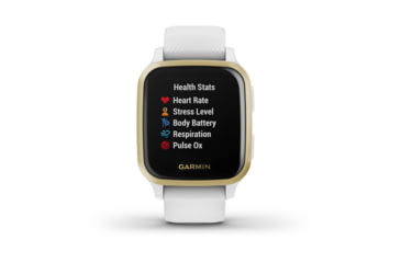 Image of Garmin Venu SQ GPS Smartwatch, Light Gold Aluminum Bezel with White Case and Silicone Band, 010-02427-01