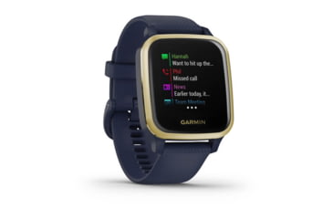 Image of Garmin Venu SQ GPS Smartwatch - Music Edition, Light Gold Aluminum Bezel with Navy Case and Silicone Band, 010-02426-02