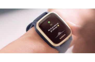 Image of Garmin Venu SQ GPS Smartwatch - Music Edition, Light Gold Aluminum Bezel with Navy Case and Silicone Band, 010-02426-02