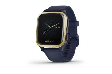 Image of Garmin Venu SQ GPS Smartwatch - Music Edition, Light Gold Aluminum Bezel with Navy Case and Silicone Band, 010-02426-02