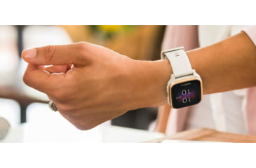 Image of Garmin Venu SQ GPS Smartwatch - Music Edition, Rose Gold Aluminum Bezel with Light Sand Case and Silicone Band, 010-02426-01