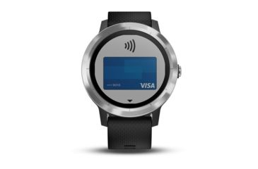 Image of Garmin Vivoactive 3, English Only, Silicone, Black/Black/Stainless Steel 010-01769-01