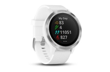 Image of Garmin Vivoactive 3, English Only, Silicone, White/White/Stainless Steel 010-01769-21