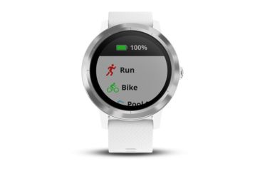 Image of Garmin Vivoactive 3, English Only, Silicone, White/White/Stainless Steel 010-01769-21