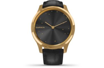 Image of Garmin Vivomove 3 Luxe Hybrid Smartwatch w/Leather Band, 24K Gold/Black, 010-02241-02