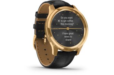 Image of Garmin Vivomove 3 Luxe Hybrid Smartwatch w/Leather Band, 24K Gold/Black, 010-02241-02