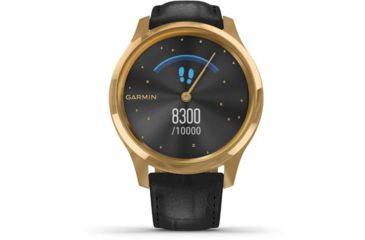 Image of Garmin Vivomove 3 Luxe Hybrid Smartwatch w/Leather Band, 24K Gold/Black, 010-02241-02