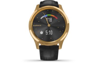 Image of Garmin Vivomove 3 Luxe Hybrid Smartwatch w/Leather Band, 24K Gold/Black, 010-02241-02