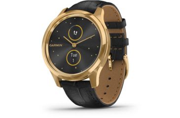 Image of Garmin Vivomove 3 Luxe Hybrid Smartwatch w/Leather Band, 24K Gold/Black, 010-02241-02