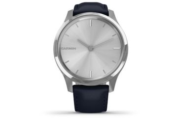 Image of Garmin Vivomove 3 Luxe Hybrid Smartwatch w/Leather Band, Navy/Silver, 010-02241-00