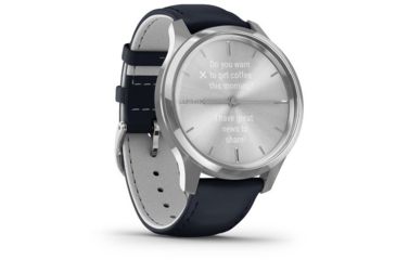 Image of Garmin Vivomove 3 Luxe Hybrid Smartwatch w/Leather Band, Navy/Silver, 010-02241-00