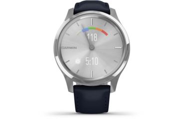 Image of Garmin Vivomove 3 Luxe Hybrid Smartwatch w/Leather Band, Navy/Silver, 010-02241-00