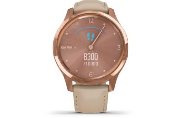 Image of Garmin Vivomove 3 Luxe Hybrid Smartwatch w/Leather Band, Rose Gold/Light Sand, 010-02241-01