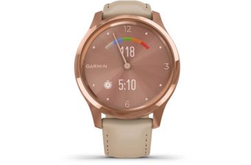 Image of Garmin Vivomove 3 Luxe Hybrid Smartwatch w/Leather Band, Rose Gold/Light Sand, 010-02241-01