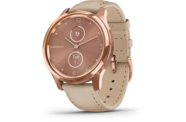 Image of Garmin Vivomove 3 Luxe Hybrid Smartwatch w/Leather Band, Rose Gold/Light Sand, 010-02241-01