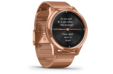 Image of Garmin Vivomove 3 Luxe Hybrid Smartwatch w/Milanese Band, 18K Rose Gold/Black, 010-02241-04