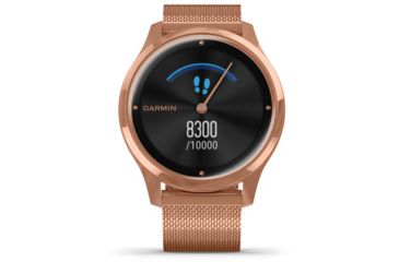 Image of Garmin Vivomove 3 Luxe Hybrid Smartwatch w/Milanese Band, 18K Rose Gold/Black, 010-02241-04