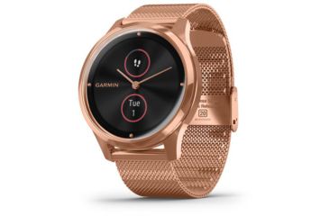 Image of Garmin Vivomove 3 Luxe Hybrid Smartwatch w/Milanese Band, 18K Rose Gold/Black, 010-02241-04