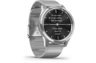 Image of Garmin Vivomove 3 Luxe Hybrid Smartwatch w/Milanese Band, Silver/Black, 010-02241-03