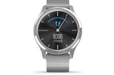 Image of Garmin Vivomove 3 Luxe Hybrid Smartwatch w/Milanese Band, Silver/Black, 010-02241-03