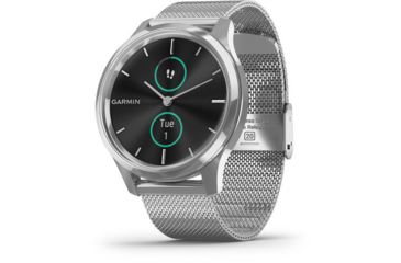 Image of Garmin Vivomove 3 Luxe Hybrid Smartwatch w/Milanese Band, Silver/Black, 010-02241-03